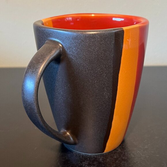 HomeTrends BAZAAR Pattern Stoneware Mug Burnt Red, Black Orange & White Stripes - Picture 6 of 15